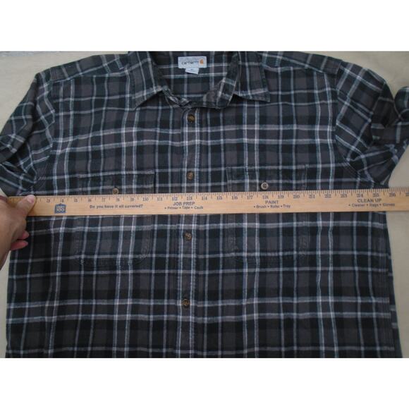 Carhartt Flannel Long Sleeve Shirt Mens XL Green Plaid Original Fit 100122-039 - Picture 6 of 11